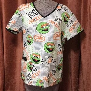 Sesame Street Oscar the Grouch Scrub Top